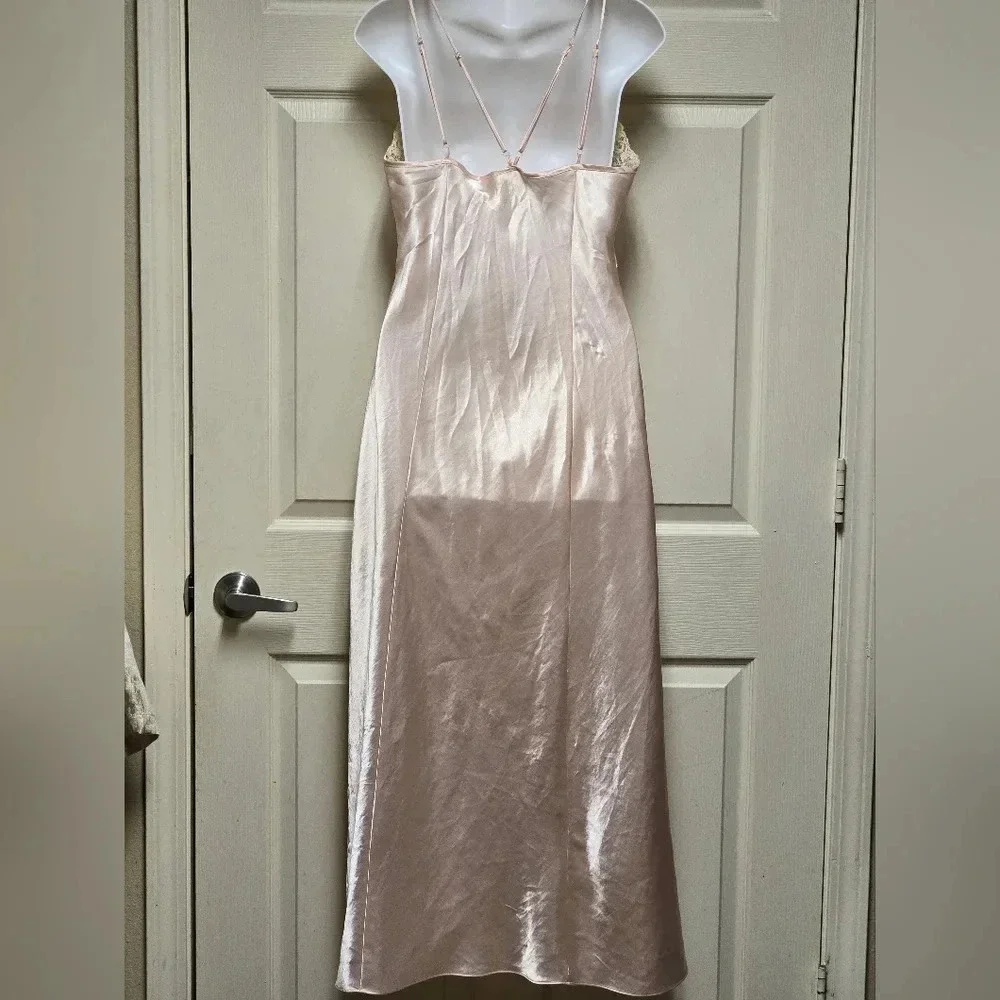 Vintage 90’s Victoria's Secret Blush Satin n Lace Front Split Ankle Gown Sz Med - Picture 4 of 17
